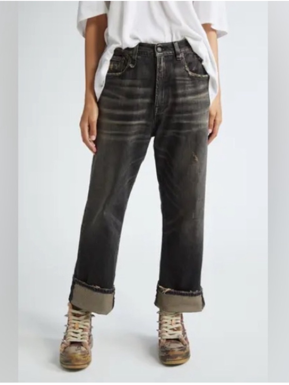 R13 Cuffed X-Boyfriend Jean Abbey Black Size 27